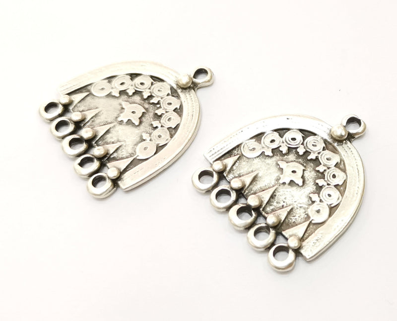 2 Silver Charms Antique Silver Plated Charms (33x30mm)  G18061