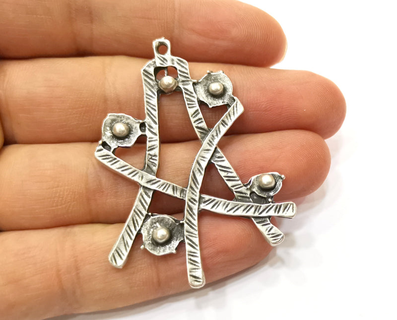 2 Silver Charms Antique Silver Plated Charms (53x41mm)  G18063
