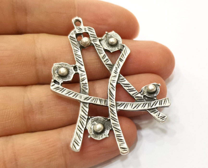 2 Silver Charms Antique Silver Plated Charms (53x41mm)  G18063