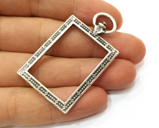 2 Silver Frame Charms Antique Silver Plated Charms (52x30mm) G18067