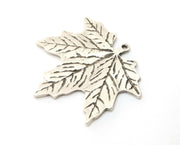 2 Silver Leaf Charms Antique Silver Plated Charms (43x46mm) G18070