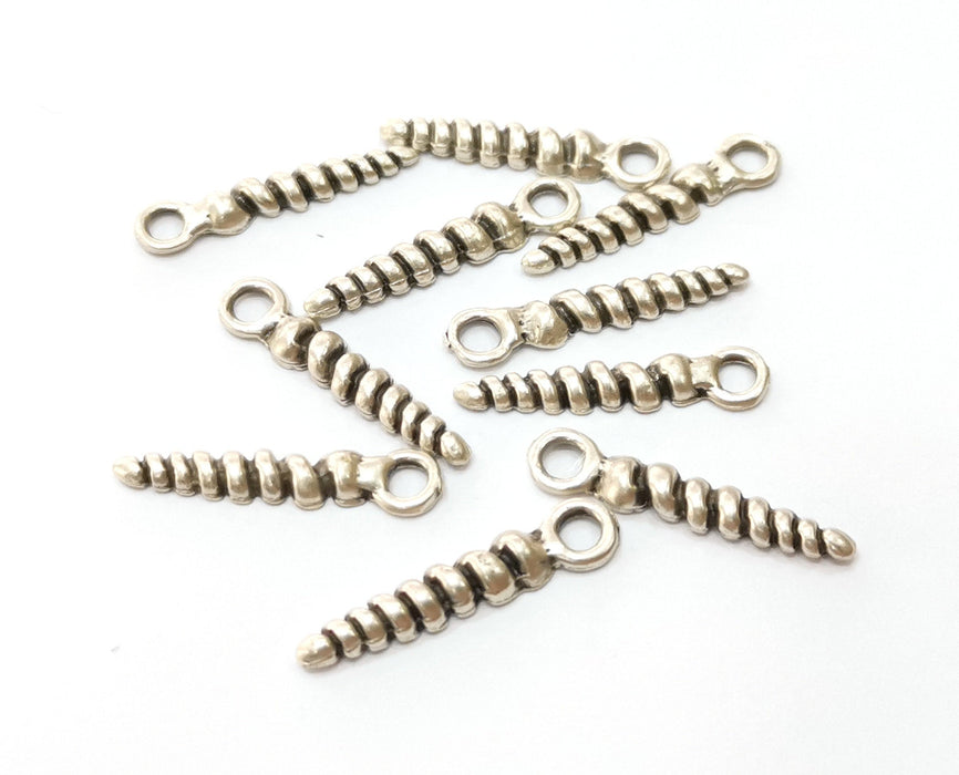 20 Silver Twisted Spike Charms Antique Silver Plated Charms (25x5mm) G18072