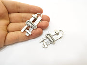 2 Silver Charms Antique Silver Plated Charms (50x22mm) G18081