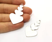 2 Heart Charms Antique Silver Plated Charms (44x26mm)  G18085