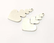 2 Heart Charms Antique Silver Plated Charms (44x26mm)  G18085