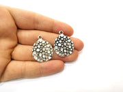 2 Silver Charms Antique Silver Plated Charms (30x23mm) G18087