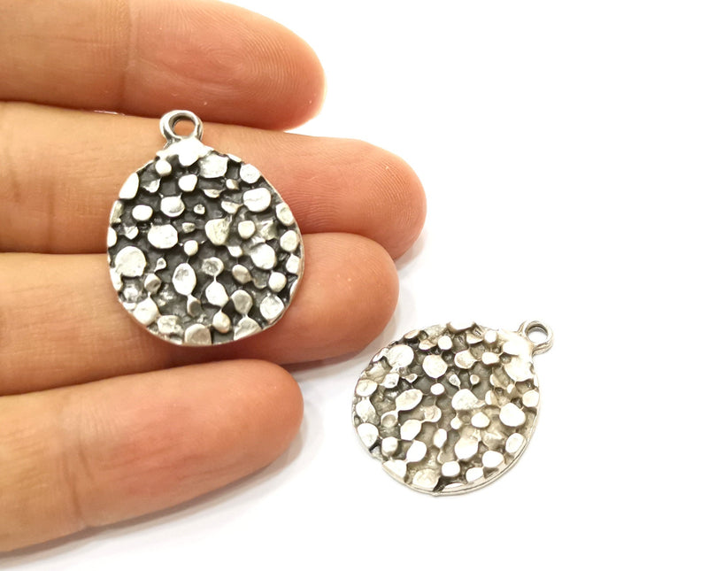 2 Silver Charms Antique Silver Plated Charms (30x23mm) G18087
