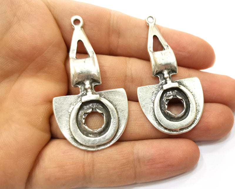 2 Silver Charms Antique Silver Plated Charms (56x28mm) G18093