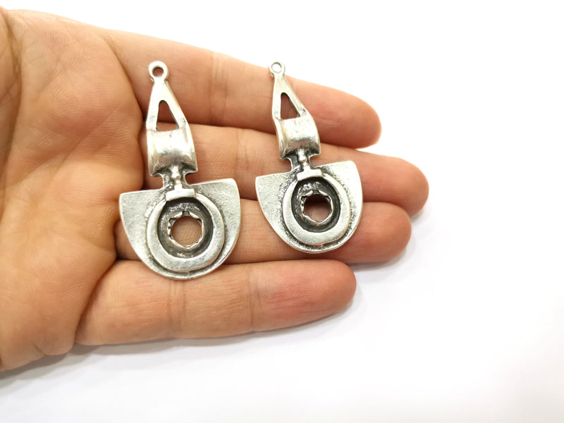 2 Silver Charms Antique Silver Plated Charms (56x28mm) G18093