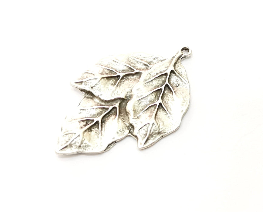 2 Leaf Charms Antique Silver Plated Charms (51x32mm) G18103