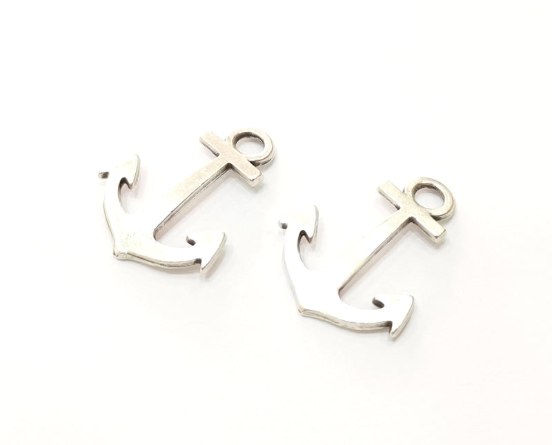 10 Anchor Charms Antique Silver Plated Charms (27x21mm) G18108