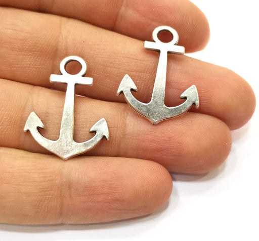 10 Anchor Charms Antique Silver Plated Charms (27x21mm) G18108
