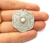 2 Silver Charms Antique Silver Plated Charms (36x35mm)  G18111