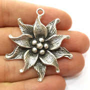 2 Lily Charms Antique Silver Plated Charms (49x44mm)  G18112