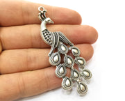120 pcs Peacock Charms Antique Silver Plated Charms (76x27mm)  G18121
