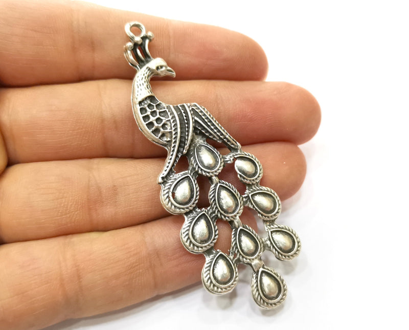 120 pcs Peacock Charms Antique Silver Plated Charms (76x27mm)  G18121