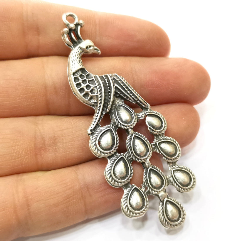 120 pcs Peacock Charms Antique Silver Plated Charms (76x27mm)  G18121