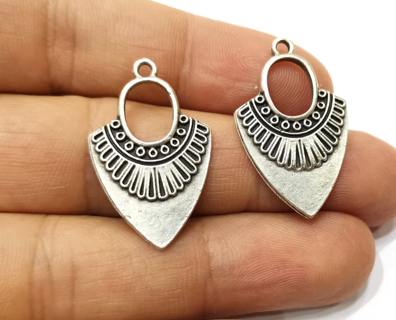 4 Silver Charms Antique Silver Plated Charms (31x20mm)  G18129