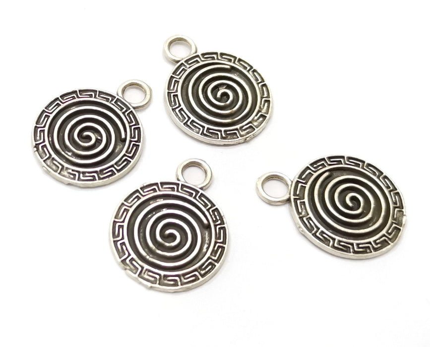 5 Spiral Charms Antique Silver Plated Charms (24x18mm)  G18132