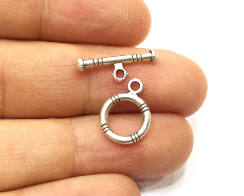 Toggle Clasps 10 sets Antique Silver Plated Toggle Clasp Findings 16x12mm+19x6mm  G18136