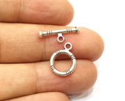 Toggle Clasps 10 sets Antique Silver Plated Toggle Clasp Findings 16x12mm+19x6mm  G18136