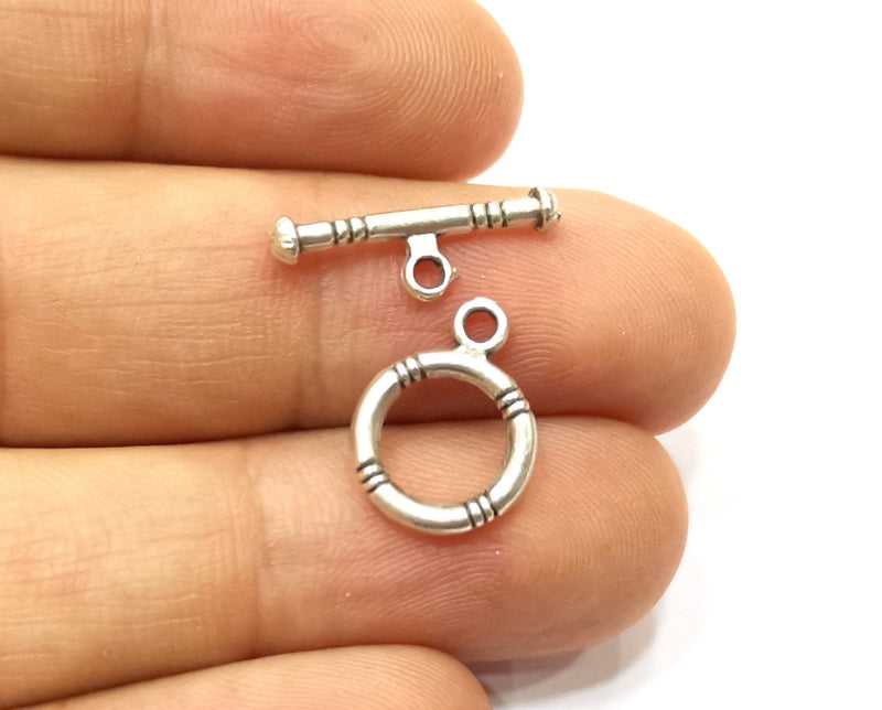 Toggle Clasps 10 sets Antique Silver Plated Toggle Clasp Findings 16x12mm+19x6mm  G18136