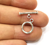 Toggle Clasps 10 sets Antique Silver Plated Toggle Clasp Findings 16x12mm+19x6mm  G18136