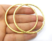 2 Large Circle Hammered Circle Gold Plated Circle Findings  (67mm)  G18140