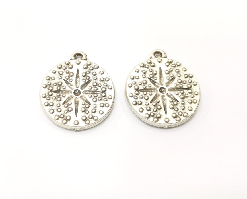 2 Star Charms Antique Silver Plated Charms (20mm)  G18135