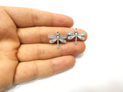 10 Dragonfly Charms Antique Silver Plated Charms (21x19mm)  G18148