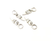 10 Silver Charms Antique Silver Plated Charms (26x7mm)  G18150