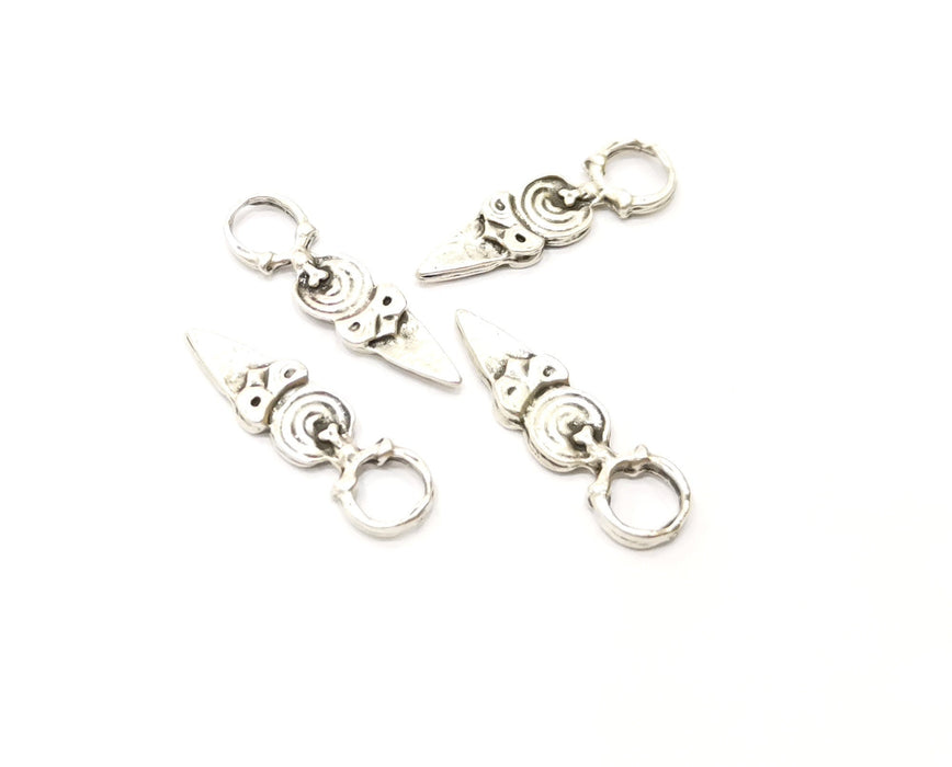 10 Silver Charms Antique Silver Plated Charms (26x7mm)  G18150