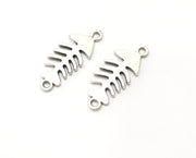 5 Fishbone Charms Connector Antique Silver Plated Charms (31x12mm)  G18152