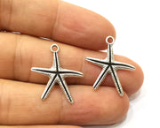 10 Starfish Charms Antique Silver Plated Charms (23x21mm)  G18156