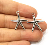 10 Starfish Charms Antique Silver Plated Charms (23x21mm)  G18156