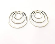 2 Circle Charms Antique Silver Plated Charms (35mm)  G18158