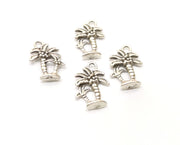 10 Palm Tree Charms Antique Silver Plated Charms (17x12mm)  G18159