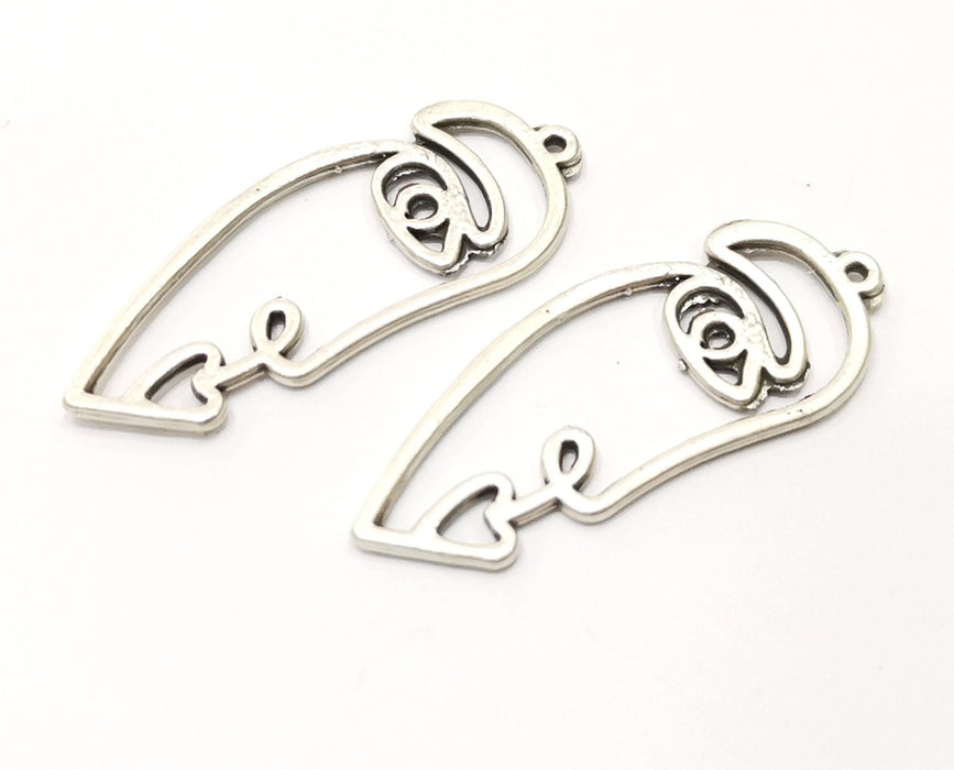 4 Silver Charms Antique Silver Plated Charms (39x16mm)  G18164