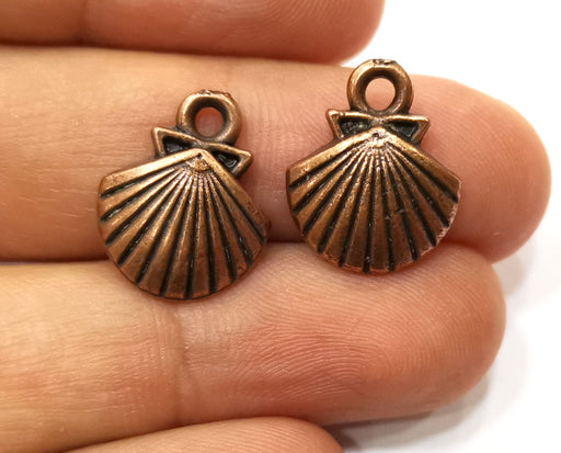 10 Sea Shell Charms Antique Copper Plated Charms (18x14mm)  G18167