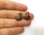 10 Sea Shell Charms Antique Copper Plated Charms (18x14mm)  G18167