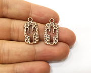 10 Hammered Cactus (Double Sided) Charms Antique Copper Plated Charms (23x12mm)  G18168