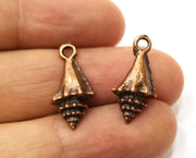 10 Conch Sea Shell Charms Antique Copper Plated Charms (22x11mm)  G18172