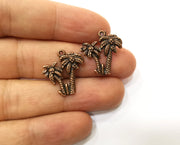 10 Palm Tree Charms Antique Copper Plated Charms (20mm)  G18173