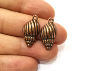 5 Conch Sea Shell Charms Antique Copper Plated Charms (24x13mm)  G18175