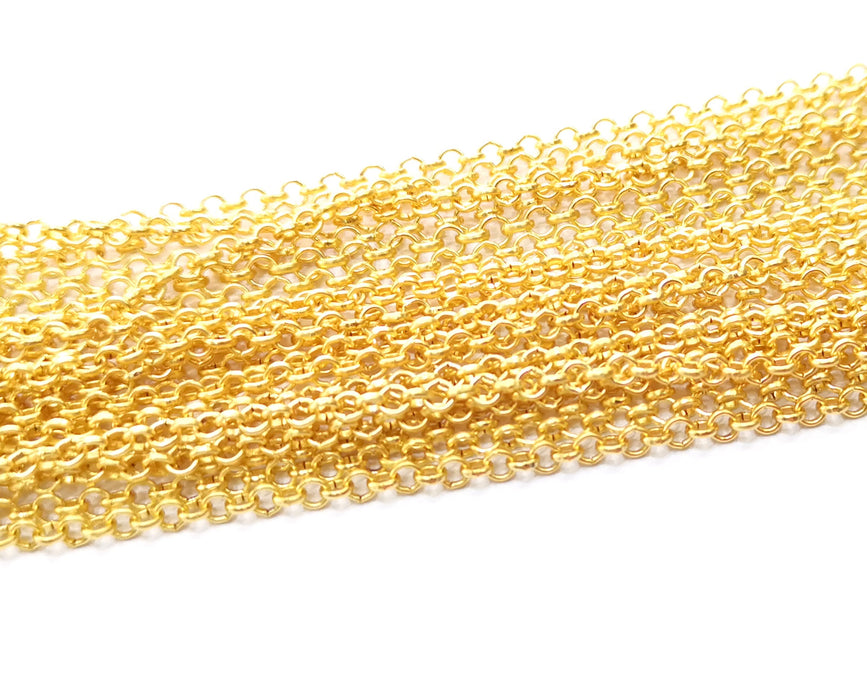 Gold Plated Rolo Chain (3.2 mm) 1 Meter - 3.3 Feet  G18176