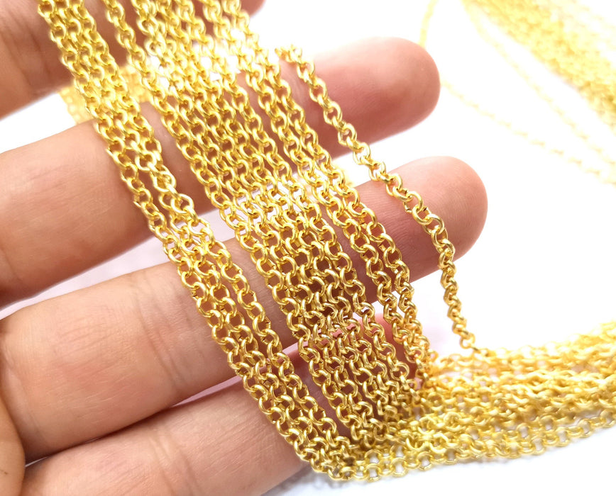 Gold Plated Rolo Chain (3.2 mm) 1 Meter - 3.3 Feet  G18176