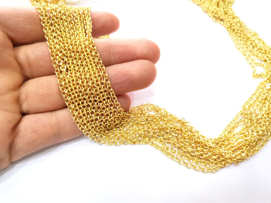 Gold Plated Rolo Chain (3.2 mm) 1 Meter - 3.3 Feet  G18176