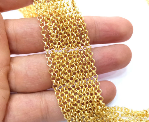 Gold Plated Rolo Chain (3.2 mm) 1 Meter - 3.3 Feet  G18176