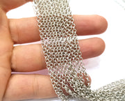Silver Rolo Chain Antique Silver Plated Chain  1 Meter - 3.3 Feet (3.2 mm) G18180