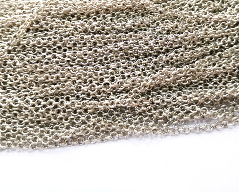 Silver Rolo Chain Antique Silver Plated Chain  1 Meter - 3.3 Feet (3.2 mm) G18180